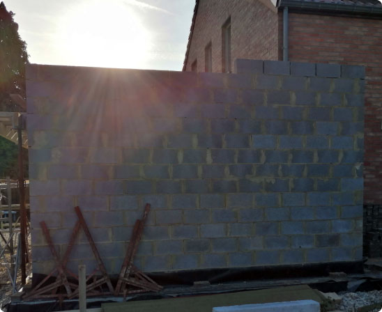 extension de maison en blocs de beton dans la region de liege